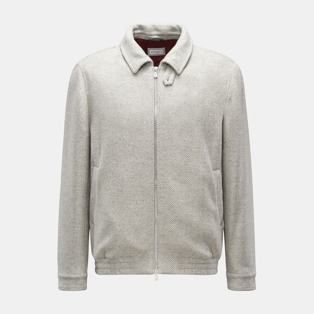 Frau gemusterter Blouson mit Fischgratmuster für Herren