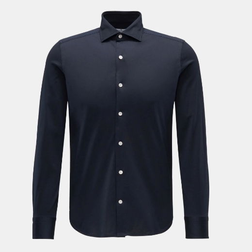 Jersey-Hemd für Herren in navy mit Haifisch-Kragen Jersey-Hemd für Herren in navy mit Haifisch-Kragen