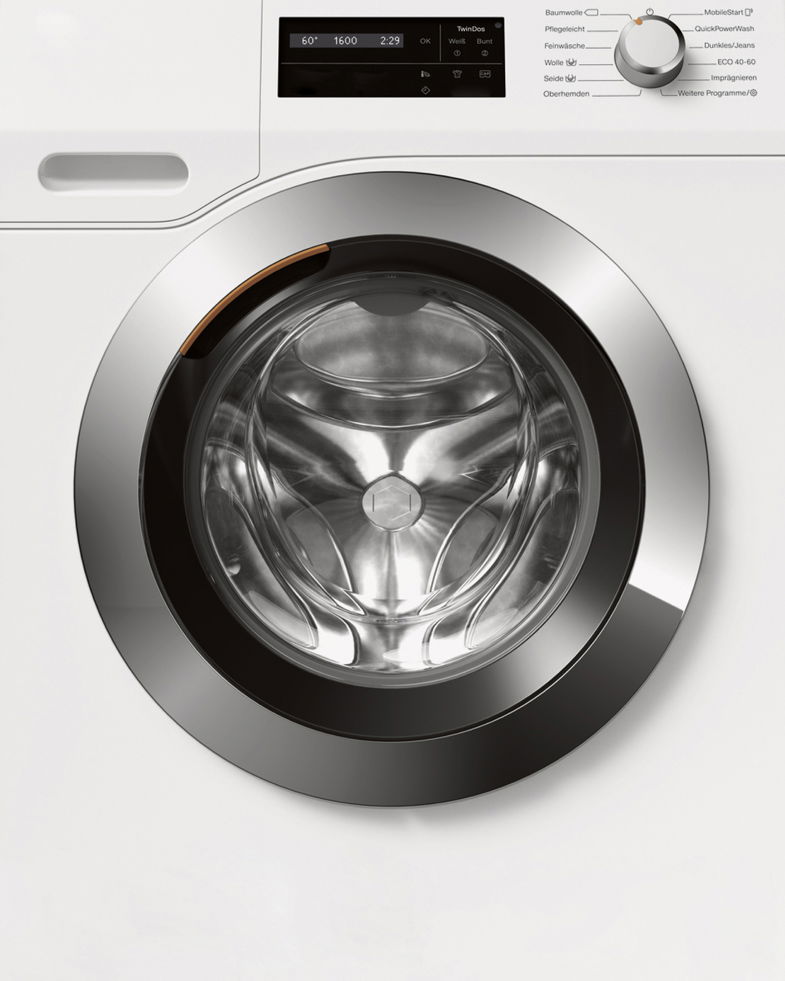 Vorderansicht einer weissen Waschmaschine