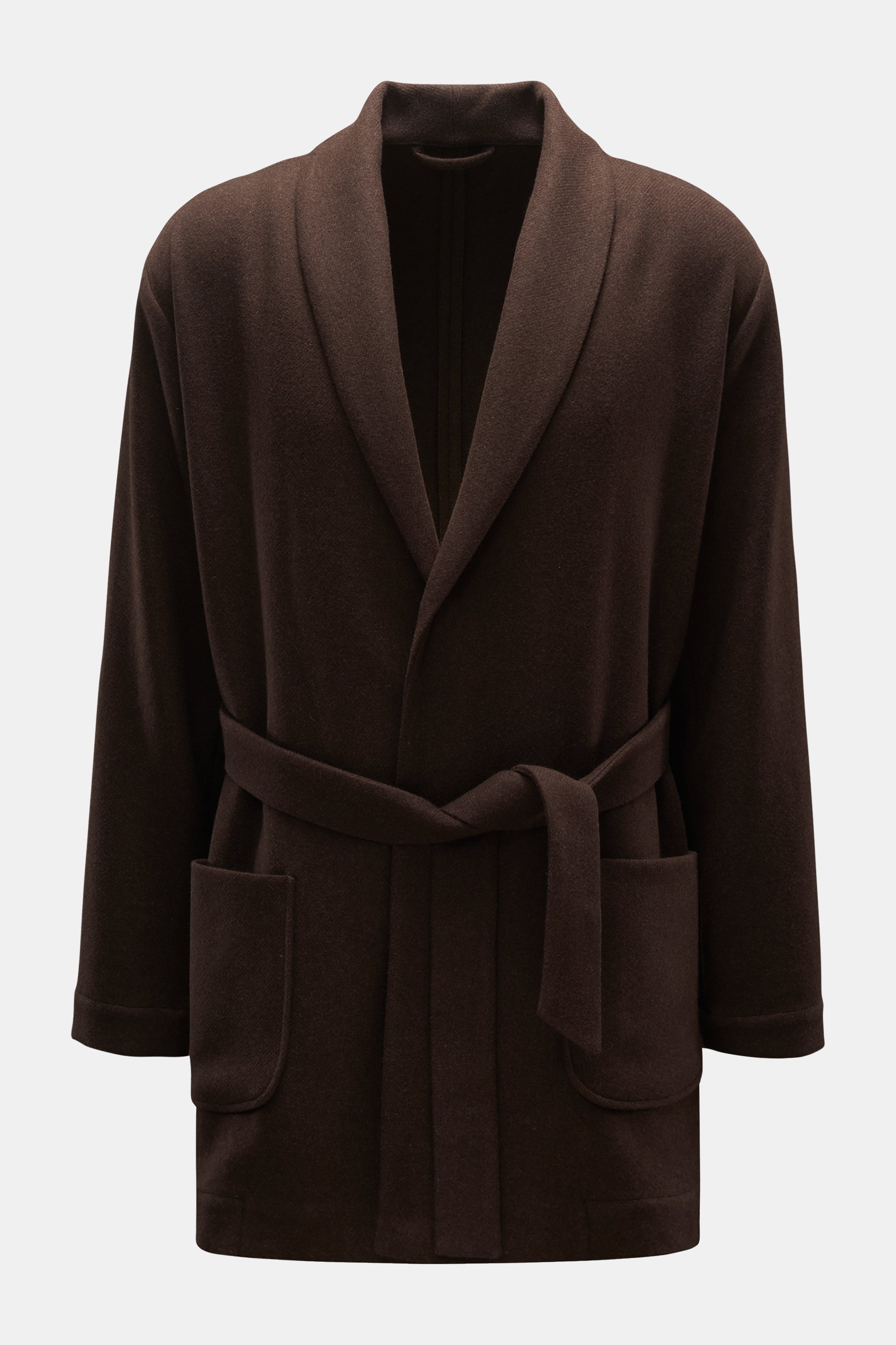 De Bonne Facture Woll-Kurzmantel 'Cardigan Coat' dunkelbraun