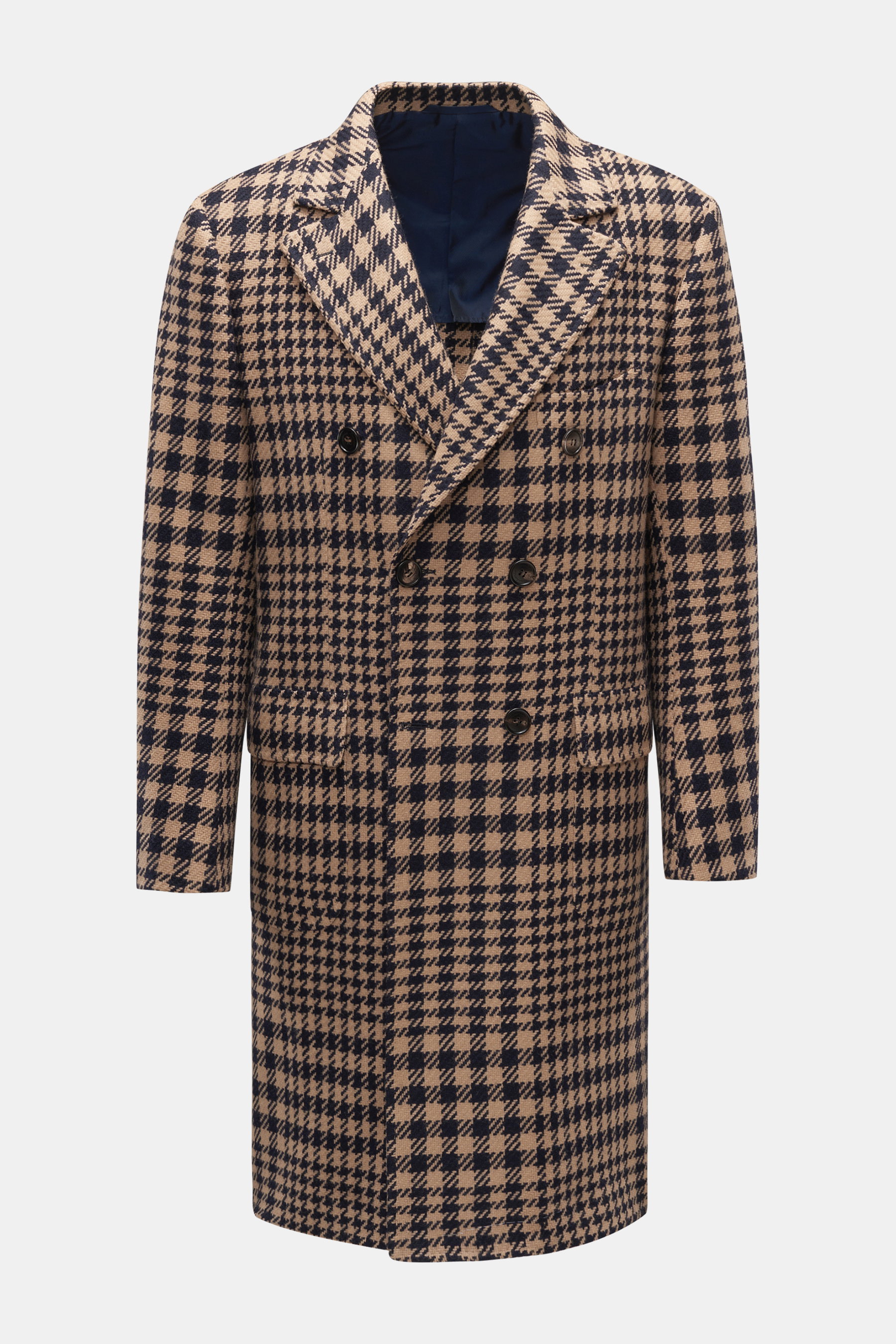 Sartorio Napoli Wollmantel 'Carlo' beige/schwarz kariert