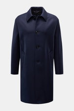 Doppiaa Mantel 'Aaladin' navy aus Woll-Mix, frontale Ansicht, Regular Fit, Vier-Knopf-Leiste, Umlegekragen, schräge Taschen, halb gefüttert.