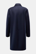 Rückansicht des Doppiaa Mantels 'Aaladin' navy aus Woll-Mix mit Umlegekragen, Regular Fit, Rückenmittelschlitz und schrägen Leistentaschen.