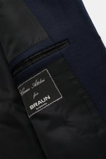 Innenansicht des Cesare Attolini Cashmere Mantel navy, zeigt feine Verarbeitung, reine Cashmere-Qualität und Innenetikett von Braun Hamburg.