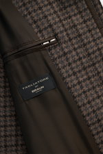 Tagliatore Mantel 'Lloyd' graubraun/navy/grau kariert, Detailansicht Innenfutter mit Reißverschlusstasche, Schurwolle-Mix, Regular Fit.