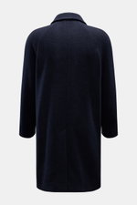 Circolo 1901 Mantel navy, Rückansicht, Wollmantel mit Umlegekragen, Regular Fit, Raglanärmeln und Rückenmittelschlitz, aus Schurwolle und Cashmere.