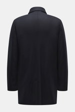 Rückansicht der Mandelli Cashmere Jersey-Jacke navy, slim fit mit Umlegekragen, Rückenmittelschlitz und weichem Cashmere-Jersey.