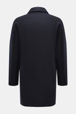 Sealup Down short coat "Ambroeus" dark navy shown from the back, pure wool slim fit carcoat with turn-down collar, soft touch, warming down filling.