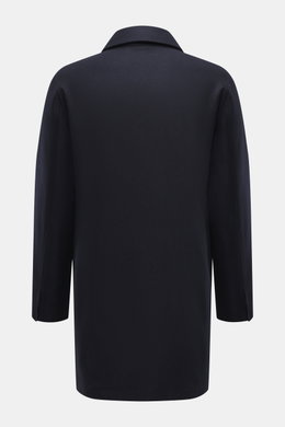 Sealup Down short coat "Ambroeus" dark navy shown from the back, pure wool slim fit carcoat with turn-down collar, soft touch, warming down filling.