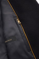 Sealup Cabanmantel 'Maestrale' navy Detailaufnahme Innenfutter mit goldfarbenem Reißverschluss und Woll-Cashmere-Mischung, Perspektive von innen.