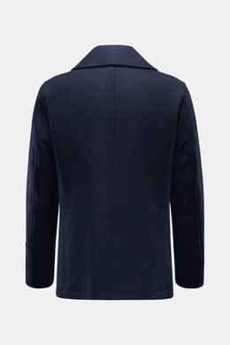 Back view of Sealup Pea coat 'Amalfi Peacoat' navy in pure wool with slim fit and wide lapel collar, photographed on white background.

Description:  
<p>A nautical classic from traditional label SEALUP: The elegant 'Amalfi Peacoat' pea coat impresses wit