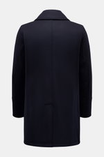 Back view of Sealup Short pea coat 'Genova' dark navy in soft wool-cashmere blend with lightweight padding and centre back vent.