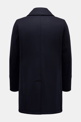 Back view of Sealup Short pea coat 'Genova' dark navy in soft wool-cashmere blend with lightweight padding and centre back vent.
