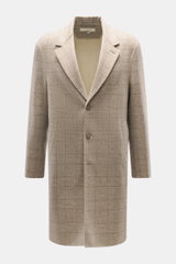 Jacob Cohen Mantel sand/taupe kariert, Frontansicht, Regular Fit, Mix aus Schurwolle und Cashmere, klassisches Karomuster, weicher Griff, Drei-Knopf-Leiste, fallendes Revers, paspelierte Fronttaschen, Ärmel mit Kissing Buttons, Unconstructed Design.