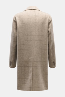 Jacob Cohen Mantel sand/taupe kariert von hinten, Regular Fit, Unconstructed Design, weicher Griff, Schurwolle-Cashmere, klassisches Karo.