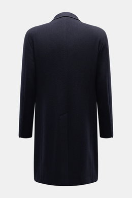 Tagliatore Coat navy shown from the back, slim fit pure virgin wool with center back vent, soft touch and classic silhouette.