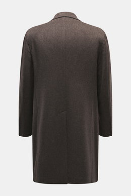 Back view of Tagliatore Wool Coat Dark Grey Melange, crafted from pure virgin wool with a slim fit, center back vent, and soft touch fabric.