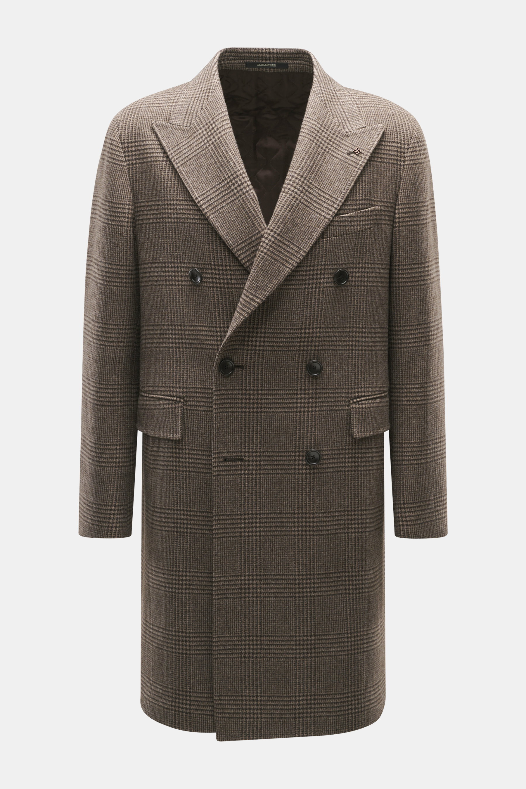 Tagliatore Wollmantel taupe/dunkelbraun kariert