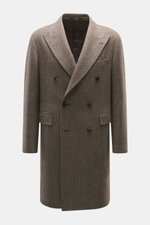 Front view of Tagliatore Wool coat taupe/dark brown checked, classic Glen check pattern, double-breasted, slim fit, soft pure wool.

Description: <p>Classic elegance from TAGLIATORE: Made from pure wool in a timeless Glen check pattern, this coat impresse