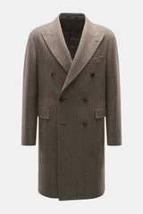 Front view of Tagliatore Wool coat taupe/dark brown checked, classic Glen check pattern, double-breasted, slim fit, soft pure wool.

Description: <p>Classic elegance from TAGLIATORE: Made from pure wool in a timeless Glen check pattern, this coat impresse