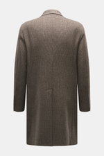 Back view of Tagliatore Wool coat taupe/dark brown checked with classic Glen check pattern made of pure new wool, soft feel. 

Description: <p>Classic elegance from TAGLIATORE: Made from pure wool in a timeless Glen check pattern, this coat impresses with