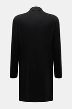 Back view of the Tagliatore Cashmere Coat Black, showcasing pure cashmere slim fit with center back vent and soft touch fabric.
