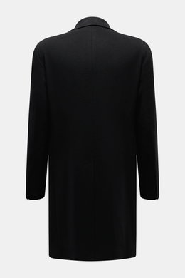 Back view of the Tagliatore Cashmere Coat Black, showcasing pure cashmere slim fit with center back vent and soft touch fabric.