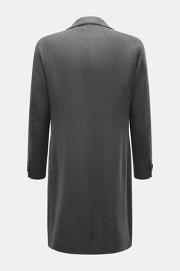 Back view of Luigi Bianchi Sakko dunkelgrau meliert, a slim fit, double-breasted wool-cashmere blazer with soft texture, showing the collar and sleeves.

Description for context (not in alt tag):
<p>Italienische Handwerkskunst vereint in exklusiver Her