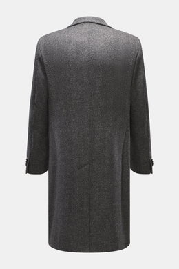 Back view of Luigi Bianchi Wollmantel dunkelblau/navy kariert, showcasing Italian craftsmanship in a classic wool cashmere slim fit coat with soft fabric.