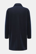 Back view of Lunaria Cashmere Cashmere short coat navy in pure cashmere, regular fit, notched collar, center back vent, unlined.

Description: <p>Timeless elegance, masterfully staged: The exclusive short coat from LUNARIA CASHMERE combines a clear, noble