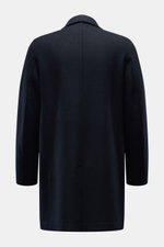 Back view of Harris Wharf London Wool coat navy in felted virgin wool with cashmere, slim fit with centre back vent, photographed straight on.

Description:
<p>A timeless look for the new season: This coat with a straight silhouette from HARRIS WHARF LOND
