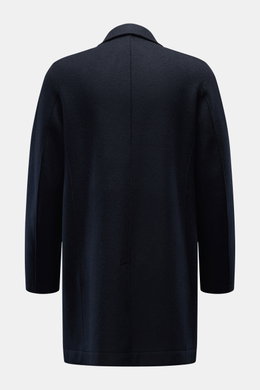 Back view of Harris Wharf London Wool coat navy in felted virgin wool with cashmere, slim fit with centre back vent, photographed straight on.

Description:
<p>A timeless look for the new season: This coat with a straight silhouette from HARRIS WHARF LOND