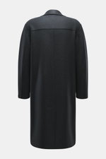 Back view of Harris Wharf London Wollmantel navy, an unlined, heavy felted virgin wool coat with dropped shoulders and raw-edge finish.

Description:  
<p>Zeitlos, pur und durchdacht: Dieser ungefütterte Mantel von HARRIS WHARF LONDON aus schwerer, gefilz