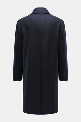 Back view of Doppiaa Coat 'Aaladin' navy, flannel wool blend with soft touch, turn-down collar, buttoned center back vent, regular fit.