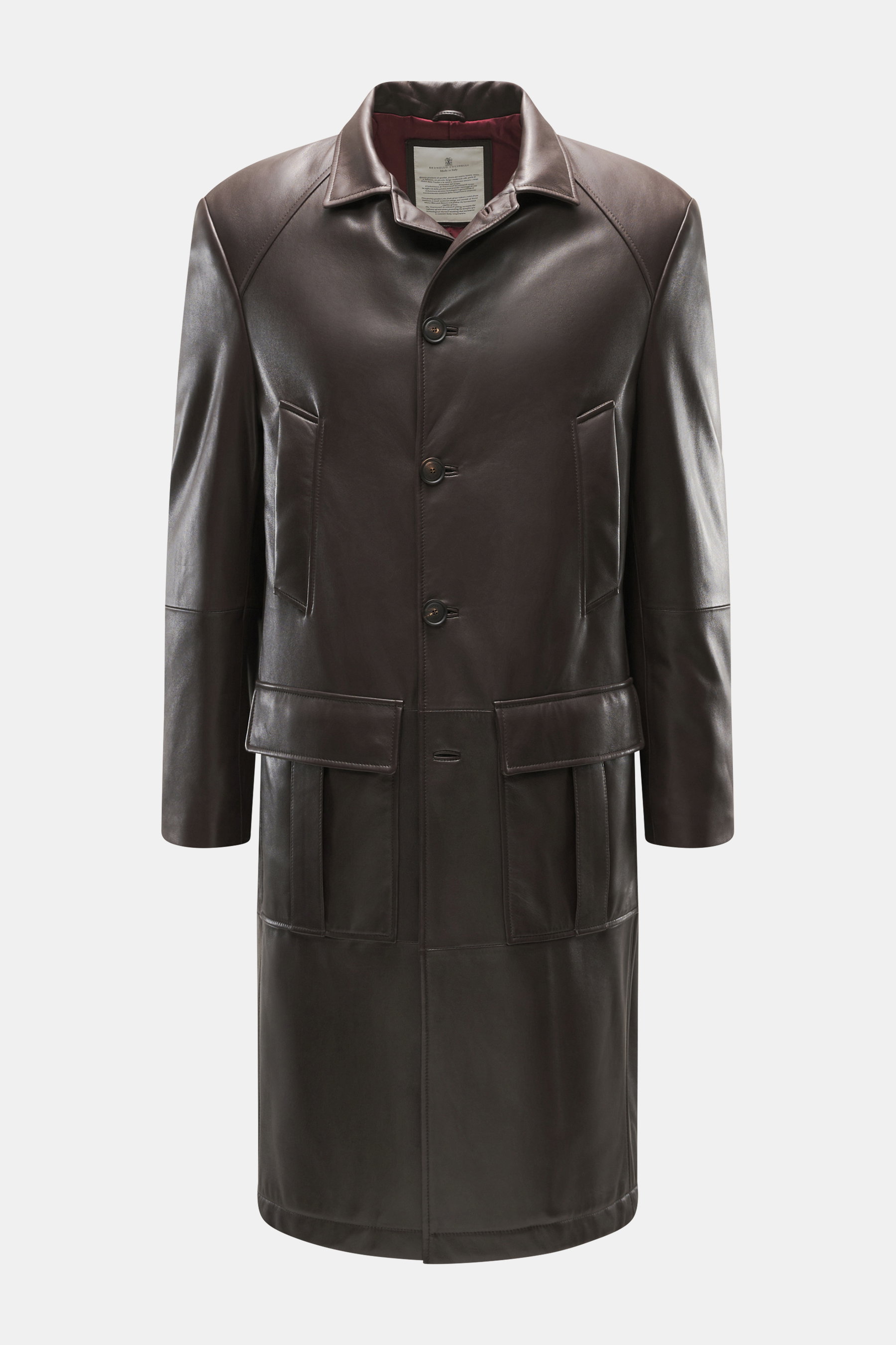 Brunello Cucinelli Ledermantel dunkelbraun