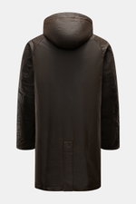 Barbour Wachsparka 'Beaudale' khaki von hinten, gewachste Baumwolle, wasserabweisend, mit abnehmbarer Kapuze, Regular Fit und Stehkragen mit Cordbesatz.