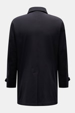 Moorer Kurzmantel 'Vittor' dark navy von hinten, Slim Fit, wasserabweisende Microfaser, Umlegekragen, Ärmel mit Knopfriegel, Rückenmittelschlitz, halb gefüttert.