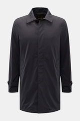 Moorer Kurzmantel 'Vittor' dunkelgrau, frontale Ansicht, wasserabweisendes Microfasergewebe, Slim Fit, Umlegekragen, Vier-Knopf-Leiste, paspelierte Fronttaschen, Knopfärmelabschlüsse, Rückenmittelschlitz, geschmeidiges Futter, Innentasche.