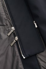 Moorer Jacke 'Borromeo' navy, Nahaufnahme von innen und Reißverschlüssen, wasserabweisend, Slim Fit, Double-Front, glatter Griff, Seide-Microfaser-Mix.