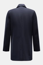 UBR Regenmantel 'Sky Fall Savile' navy, Rückansicht, ultraleicht, wind- und wasserdicht, Merinowolle-Microfaser-Mix, Slim Fit, Umlegekragen, Zwei-Wege-Reißverschluss, Windblende mit Magnetverschluss, Hüfttaschen, ungefüttert, getapte Nähte, Rückenmittelsc