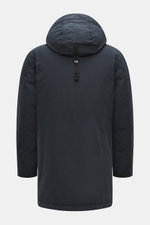 Stone Island Daunen-Kurzmantel 'Micro Reps' navy Rückansicht, hochwertige Microfaser, glatter Griff, wind- und wasserabweisend, Slim Fit, wattierte Kapuze.