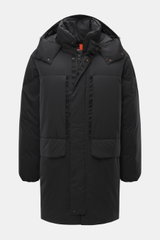 Front view of Parajumpers Down Parka 'Bearberry' navy, durable microfiber, warm down filling, wind- and water-repellent, regular fit, robust two-way zipper, wind flap with snap buttons, hood with drawstring, front pockets with buttoned flap, zipper pocket
