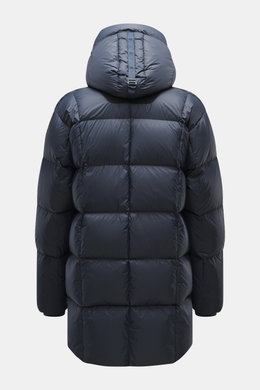 Parajumpers Daunenparka 'Bold Parka' dark navy shown from the back, featuring functional Ripstop fabric, warm down filling, wind- and water-repellent, breathable, with lambskin details, slim fit, two-way zipper, hood with drawstring, adjustable waist, mul