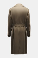Back view of Belstaff Trenchcoat 'Supersenia' gray-brown in slim fit pure cotton twill with adjustable collar, button cuffs, belt, and center vent.

Description: <p>In the trendy army style: This noble trench coat by BELSTAFF is part of the 'Phoenix' coll