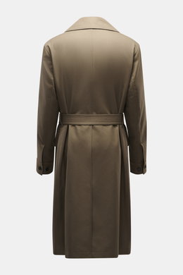 Back view of Belstaff Trenchcoat 'Supersenia' gray-brown in slim fit pure cotton twill with adjustable collar, button cuffs, belt, and center vent.

Description: <p>In the trendy army style: This noble trench coat by BELSTAFF is part of the 'Phoenix' coll
