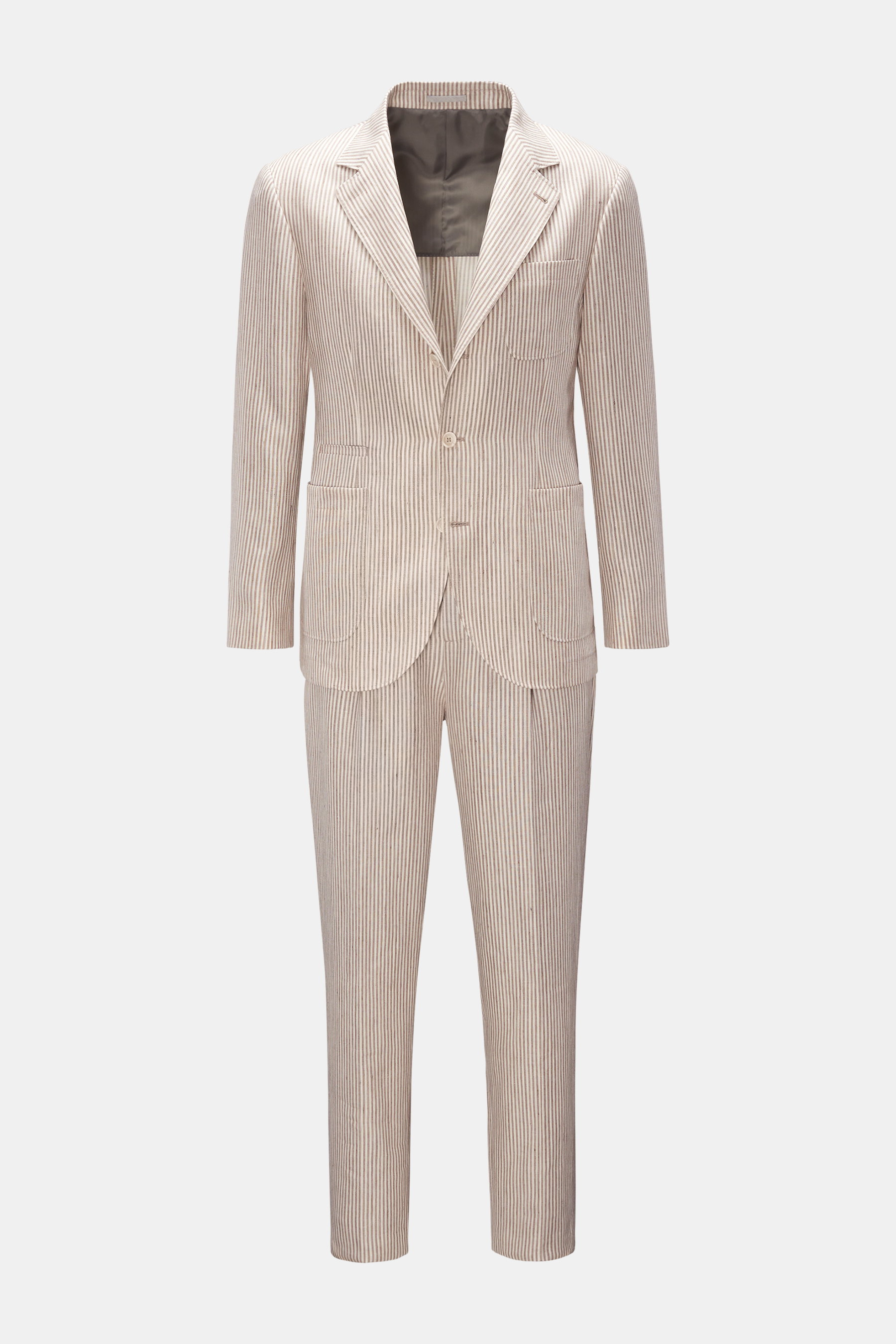 Brunello Cucinelli Anzug beige/graubraun gestreift