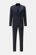 Santaniello Anzug anthrazit aus Super 110's Wolle, Slim Fit, frontale Ansicht mit tailliertem Sakko und schmal zulaufender Hose.