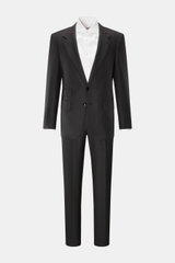 Front view of the Tom Ford Anzug 'Shelton' anthrazit meliert, a slim fit suit in pure wool with a tailored two-button jacket and tapered pants with side adjusters.