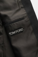 Close-up inside view of the Tom Ford Anzug 'Shelton' anthrazit meliert jacket showing smooth lining, inner pocket, and Tom Ford label.

Additional description: 
<p>Perfektes Auftreten mit TOM FORD: Mit dem Anzug 'Shelton' aus fein gewebter Wolle, mit schm