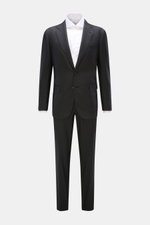 Front view of Stile Latino Anzug 'Vincenzo' anthrazit, a slim fit suit in fine soft pure wool twill with a three-button jacket and button-fly trousers.